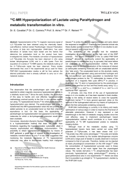 FULL PAPER 13 C-MR Hyperpolarization of Lactate using