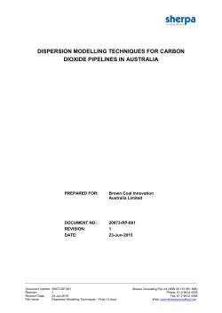 Dispersion modelling techniques for Carbon Dioxide pipelines in
