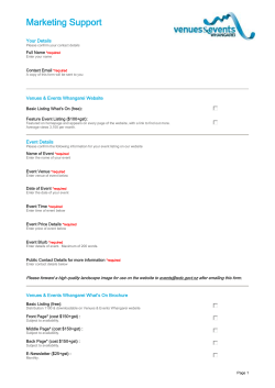 Marketing Form  - Venues and Events Whangarei