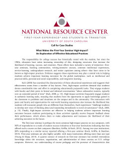 Call for Case Studies What Makes the First