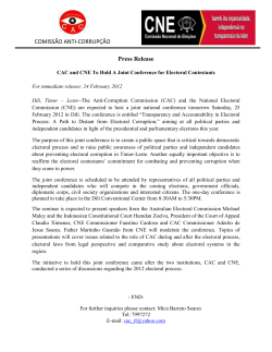 CAC and CNE To Hold A Joint Conference for Electoral Contestants