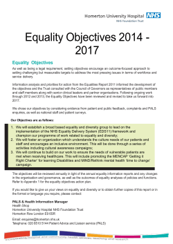 Equality Objectives 2014 - 2017