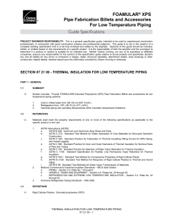 Section 07 21 00 - Thermal Insulation for Low Temperature Piping