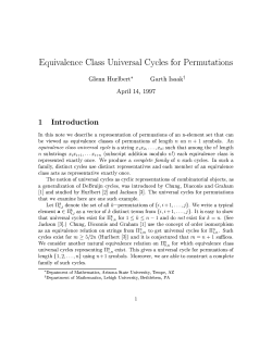 Equivalence Class Universal Cycles for