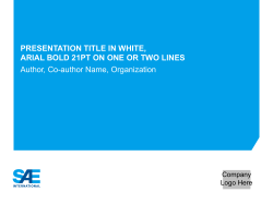 Presentation title in SAE Blue, Arial Bold 21pt on one or