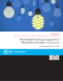 World Bank Group Support to Electricity Access, FY2000-2014