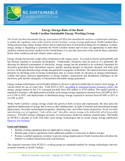 Energy Storage Rules of the Road NCSEA Working Group Overview