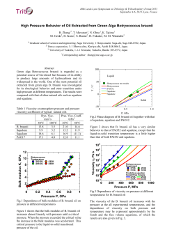High Pressure Behavior of Oil Extracted from Green Alga
