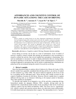 Affordances and cognitive control of dynamic situations