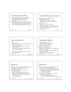 3. Multi-agent systems (MAS) 3.1 Formal Definitions and Properties