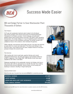 BDI and Dodge Partner to Save Wastewater Plant Thousands of