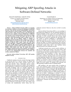 Mitigating ARP Spoofing Attacks in Software