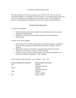 CS 410/510 Compiler Design Theory