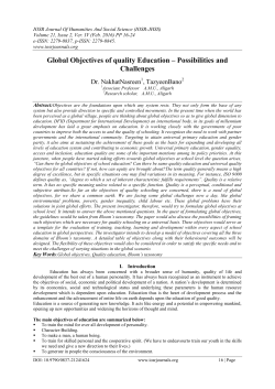 Global Objectives of quality Education &ndash; Possibilities