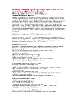 time to act on the next Round of Structural Funds