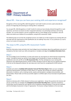 Steps to RPL - Tocal College