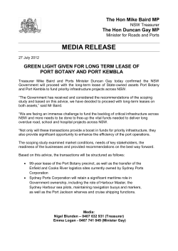 Green Light Given for Long Term Lease of Port Botany and Port