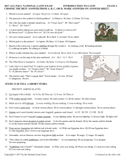 2017 acl/njcl national latin exam introduction to latin exam a choose