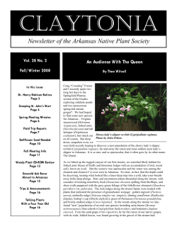 Newsletter of the Arkansas Native Plant Society