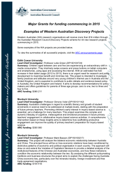 Major Grants for funding commencing in 2015
