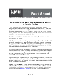 Persons with Mental Illness Who Are Homeless or Missing: A Guide