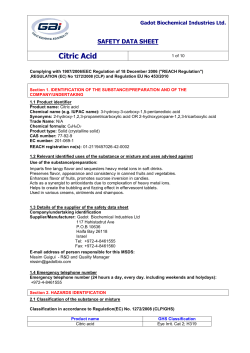 Citric Acid - Gadot Biochemical Industries Ltd