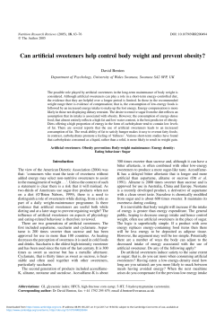Can artificial sweeteners help control body weight and prevent