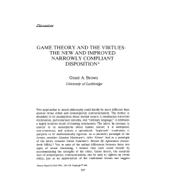 GAME THEORY AND THE VIRTUES