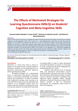 on Students` Cognitive and Meta-Cognitive Skills