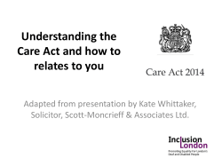 Understanding the Care Act and how to relates to