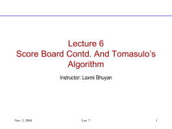 Lecture 8 Tomasulo`s Algorithm