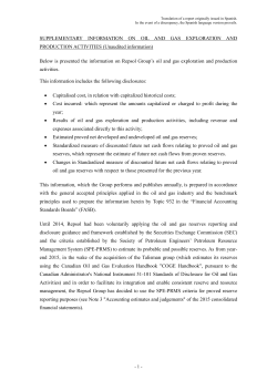 Information on exploration and production activities