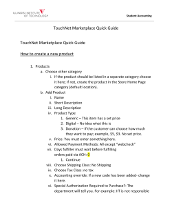 TouchNet Marketplace Quick Guide TouchNet Marketplace Quick