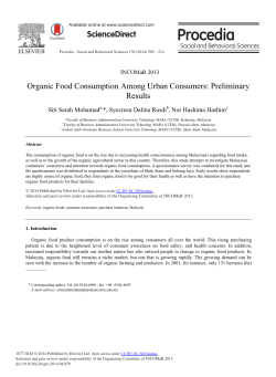 Organic Food Consumption among Urban Consumers