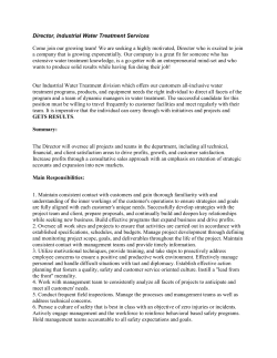 Director, Industrial Water Treatment Services Come join our growing