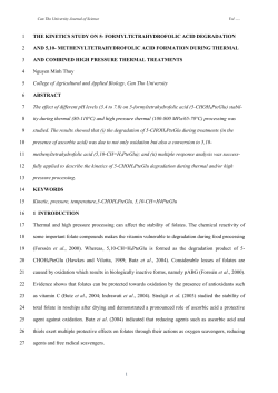 The kinetics study on 5- formyltetrahydrofolic acid degradation AND