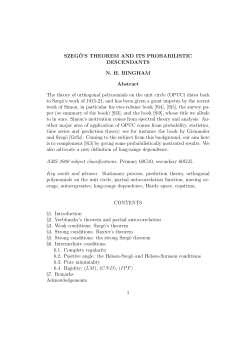 SZEG&uml;O`S THEOREM AND ITS PROBABILISTIC DESCENDANTS