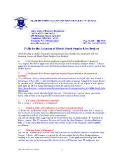 FAQs for the Licensing of Rhode Island Surplus Line Brokers