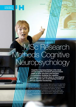 MSc Research Methods Cognitive Neuropsychology