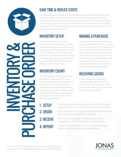 Inventory setuP Inventory count MakIng a Purchase receIvIng goods