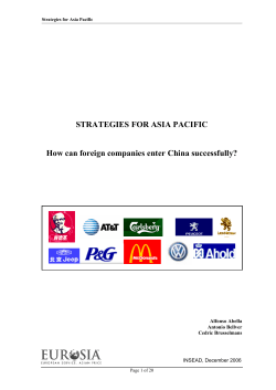 STRATEGIES FOR ASIA PACIFIC How can foreign