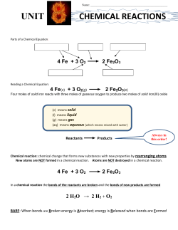 UNIT 8 - CHEMICAL REACTIONS