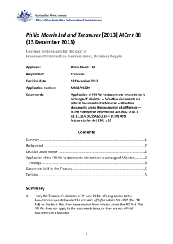 Philip Morris Ltd and Treasurer [2013] AICmr 88