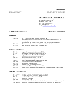 Matthieu Chemin 1 MCGILL UNIVERSITY DEPARTMENT OF