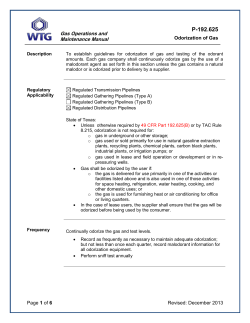 P-192.625 Odorization of Gas Gas Operations and Maintenance
