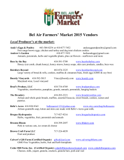 Bel Air Farmers` Market 2015 Vendors