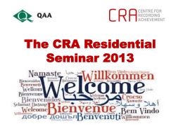 Introductions and Welcomes - Centre for Recording Achievement