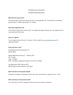 Columbia Soccer Association Frequently Asked Questions