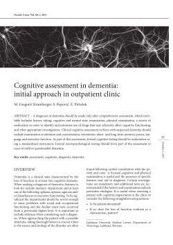 Cognitive assessment in dementia: initial