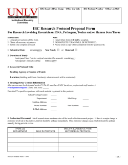 Research Protocol Proposal Form for Research Involving Human
